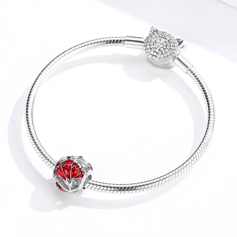 (imagine pentru) Talisman Tip Pandora Garoafa din argint - BSC097 - Vizualizare 3