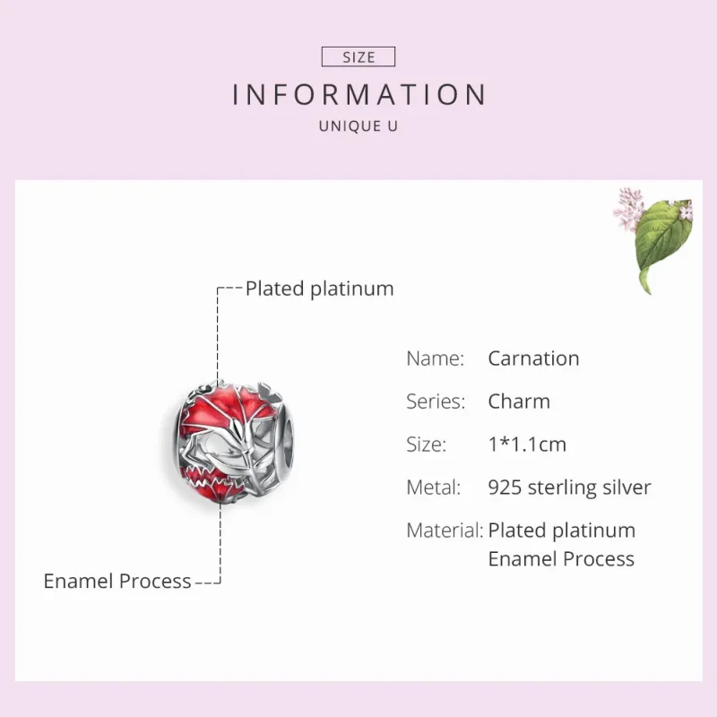 (imagine pentru) Talisman Tip Pandora Garoafa din argint - BSC097 - Vizualizare 7