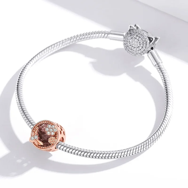(imagine pentru) Talisman Tip Pandora Gradina secreta din aur rose - BSC389 - Vizualizare 3
