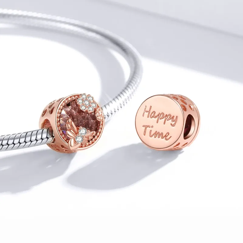 (imagine pentru) Talisman Tip Pandora Gradina secreta din aur rose - BSC389 - Vizualizare 4