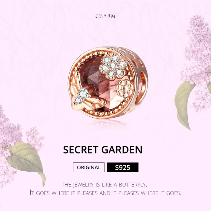 (imagine pentru) Talisman Tip Pandora Gradina secreta din aur rose - BSC389 - Vizualizare 6