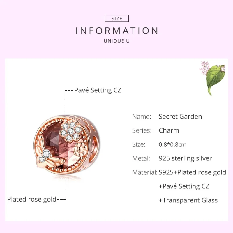 (imagine pentru) Talisman Tip Pandora Gradina secreta din aur rose - BSC389 - Vizualizare 7