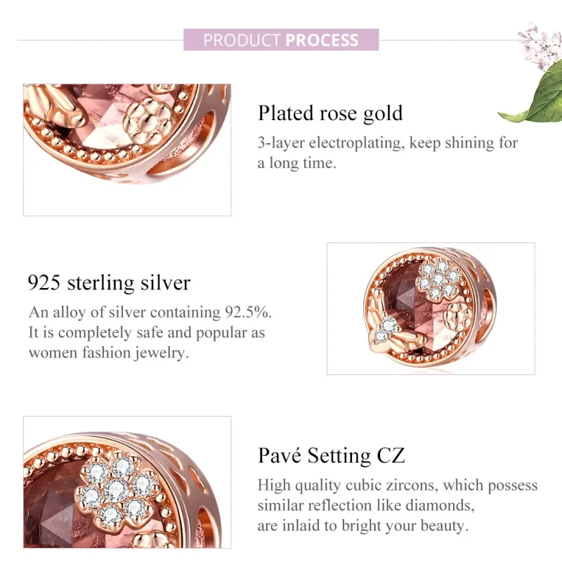 (imagine pentru) Talisman Tip Pandora Gradina secreta din aur rose - BSC389 - Vizualizare 8