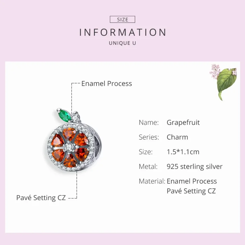 (imagine pentru) Talisman Tip Pandora Grepfrut din argint - SCC1277 - Vizualizare 3
