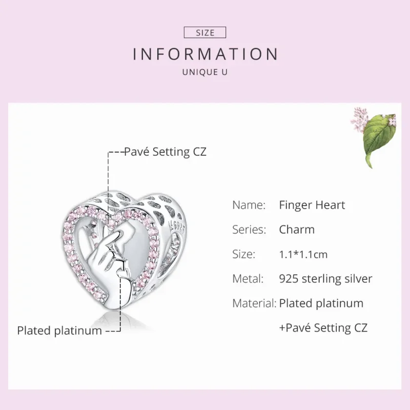 (imagine pentru) Talisman Tip Pandora Inima Degetului din argint - SCC1690 - Vizualizare 7