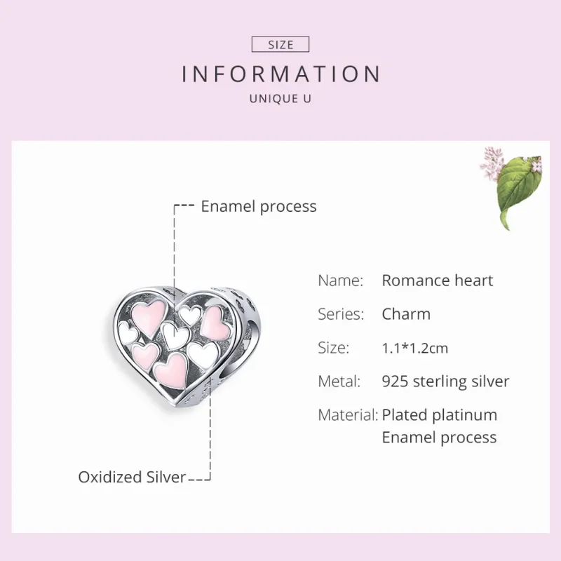 (imagine pentru) Talisman Tip Pandora Inima romantică din argint - SCC1423 - Vizualizare 7