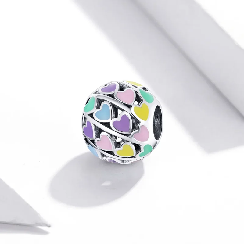 (imagine pentru) Talisman Tip Pandora Inimi colorate din argint - SCC1758 - Vizualizare 2