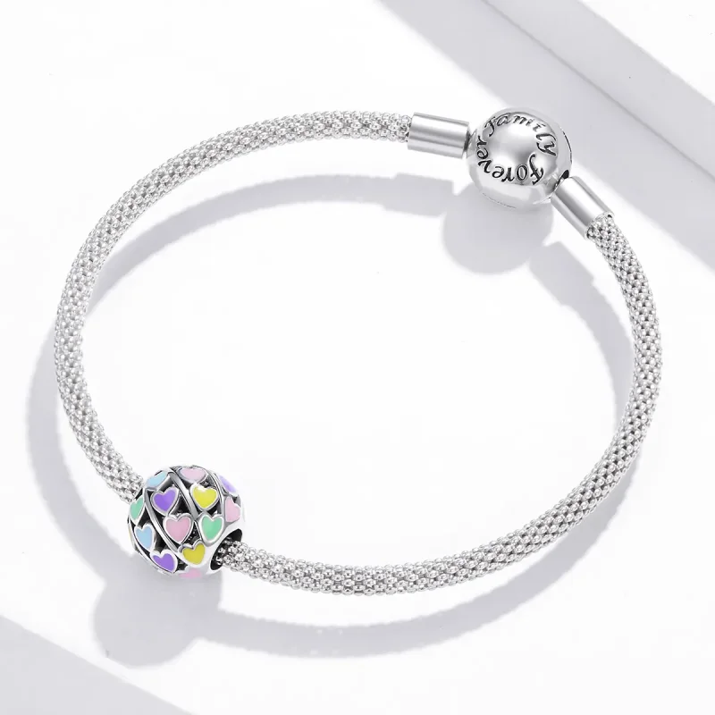 (imagine pentru) Talisman Tip Pandora Inimi colorate din argint - SCC1758 - Vizualizare 3