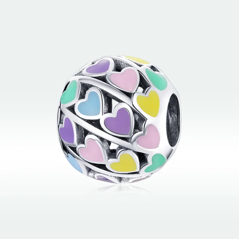 (imagine pentru) Talisman Tip Pandora Inimi colorate din argint - SCC1758 - Vizualizare 5