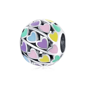 (imagine pentru) Talisman Tip Pandora Inimi colorate din argint - SCC1758