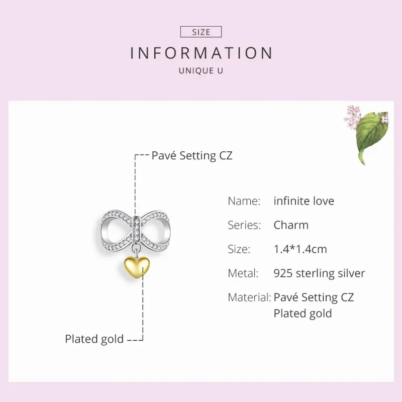 (imagine pentru) Talisman Tip Pandora Iubire infinita în două nuanțe - SCC1300 - Vizualizare 3