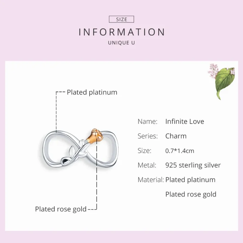 (imagine pentru) Talisman Tip Pandora Iubire infinita în două nuanțe - SCC1463 - Vizualizare 7