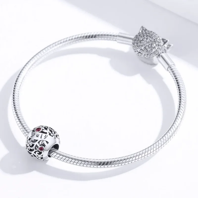 (imagine pentru) Talisman Tip Pandora Iulie piatra de naștere granat din argint - SCC1385-7 - Vizualizare 3