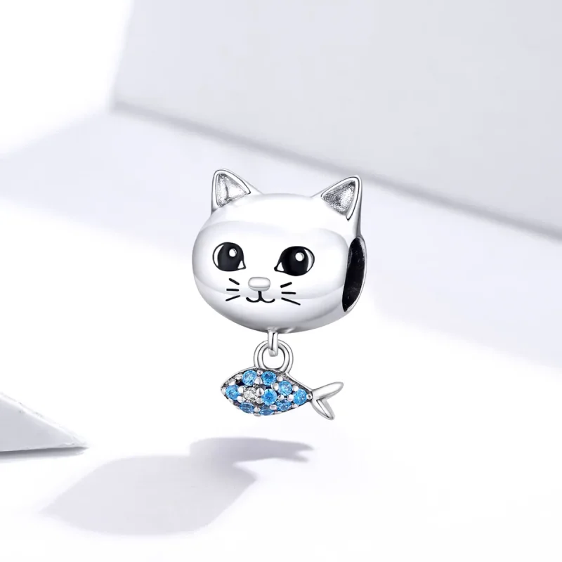 (imagine pentru) Talisman Tip Pandora Kitty Love Fish din argint - BSC226 - Vizualizare 2