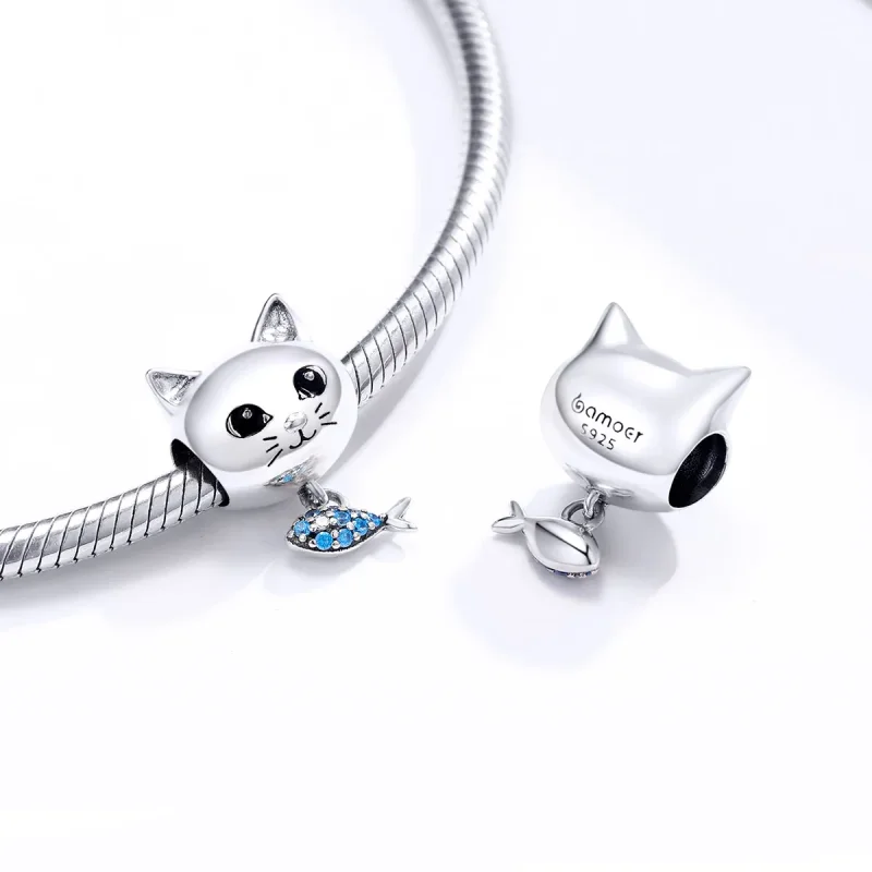 (imagine pentru) Talisman Tip Pandora Kitty Love Fish din argint - BSC226 - Vizualizare 4