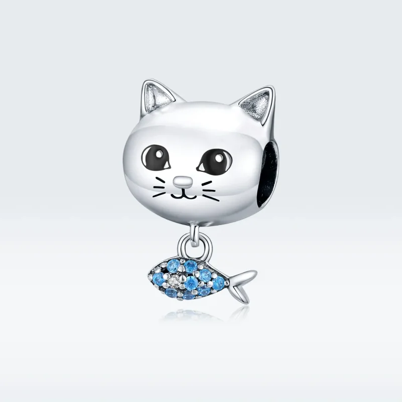 (imagine pentru) Talisman Tip Pandora Kitty Love Fish din argint - BSC226 - Vizualizare 5