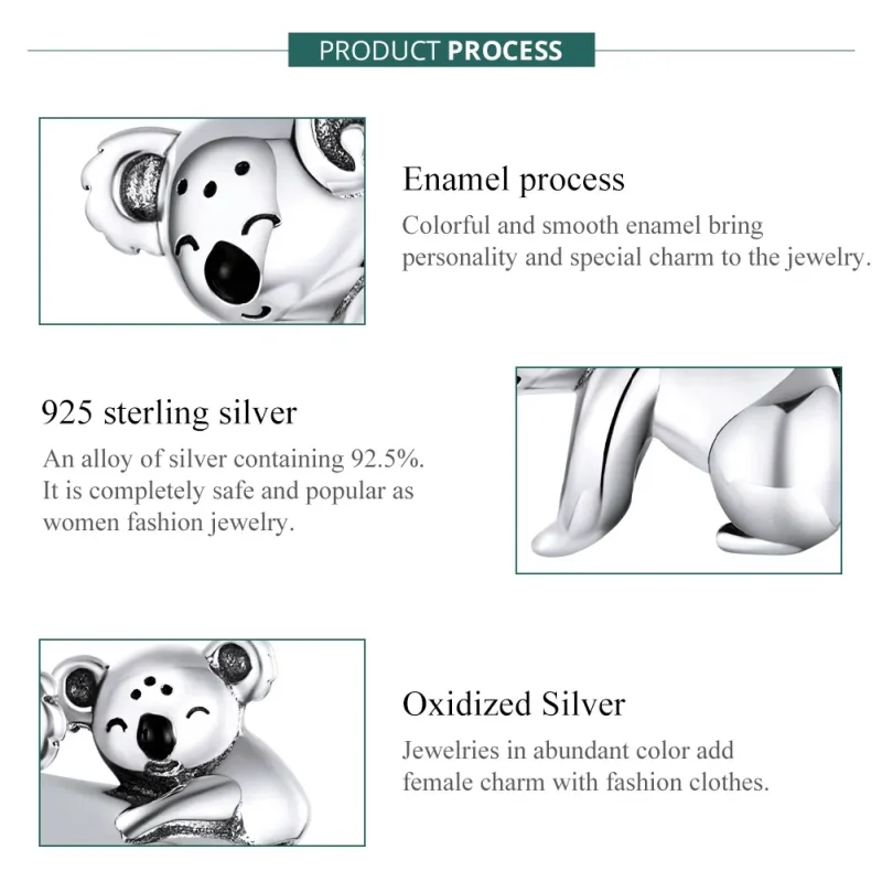 (imagine pentru) Talisman Tip Pandora Koala cu Kid din argint - BSC260 - Vizualizare 7