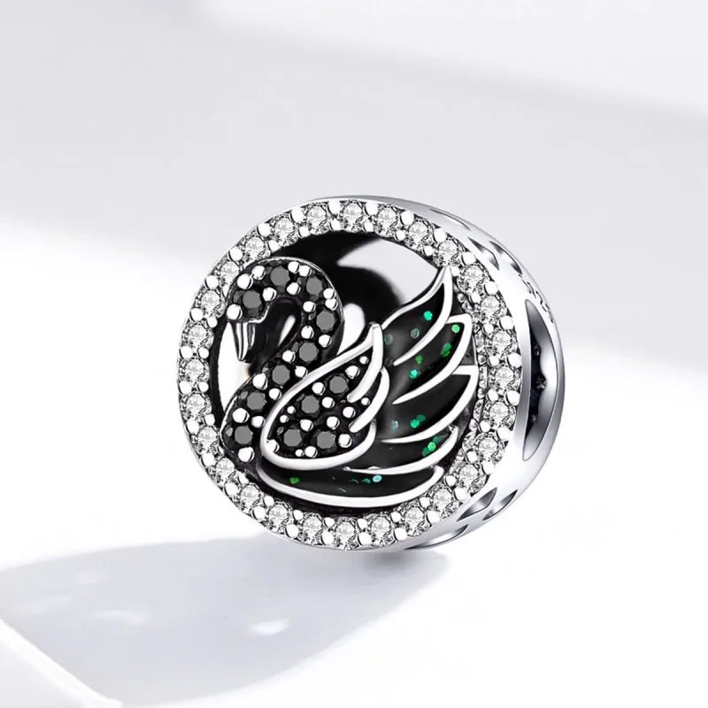 (imagine pentru) Talisman Tip Pandora Lebada neagra din argint - SCC1342 - Vizualizare 2