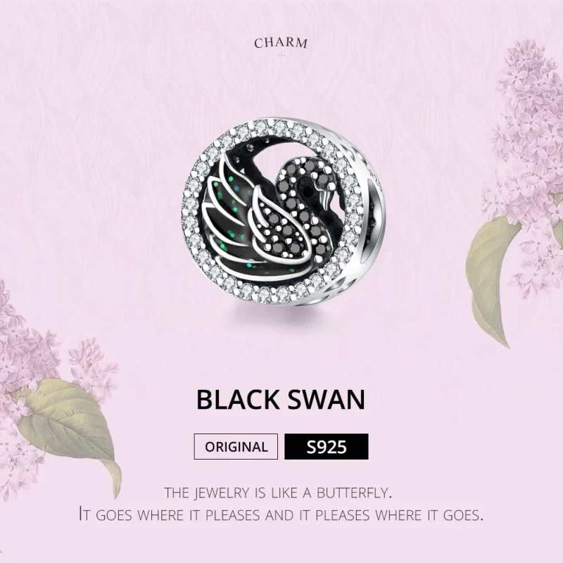 (imagine pentru) Talisman Tip Pandora Lebada neagra din argint - SCC1342 - Vizualizare 6