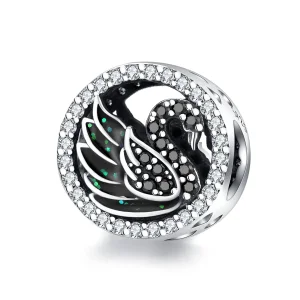 (imagine pentru) Talisman Tip Pandora Lebada neagra din argint - SCC1342