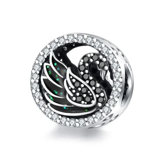 (imagine pentru) Talisman Tip Pandora Lebada neagra din argint - SCC1342