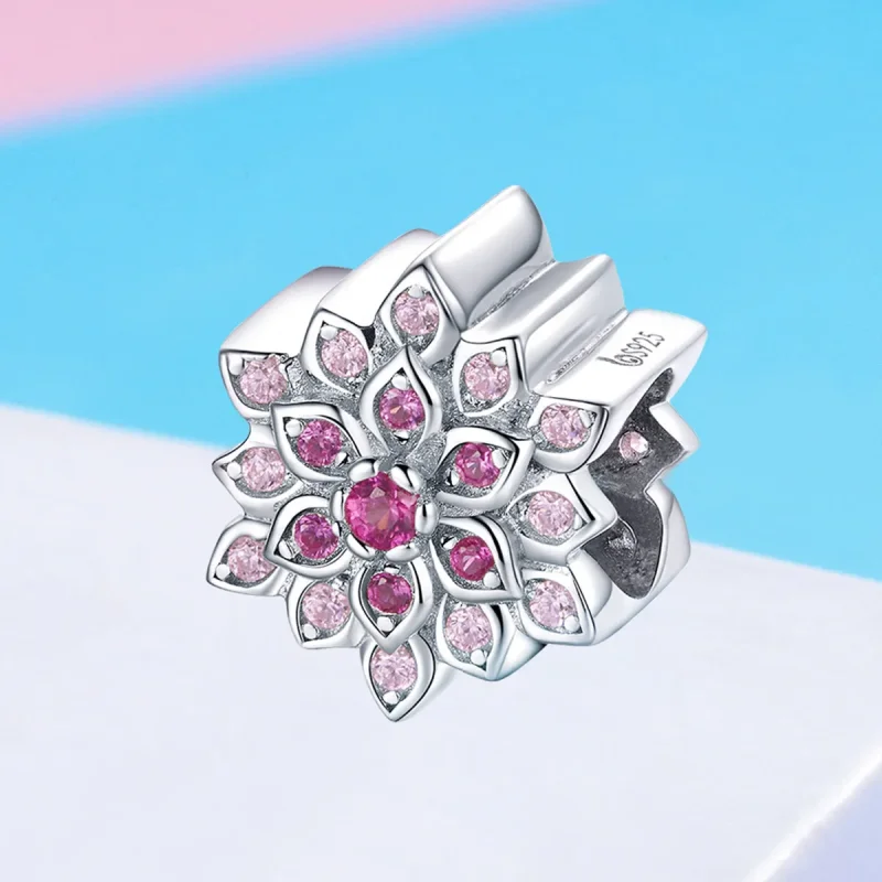 (imagine pentru) Talisman Tip Pandora Lotus roșu din argint - BSC038 - Vizualizare 2