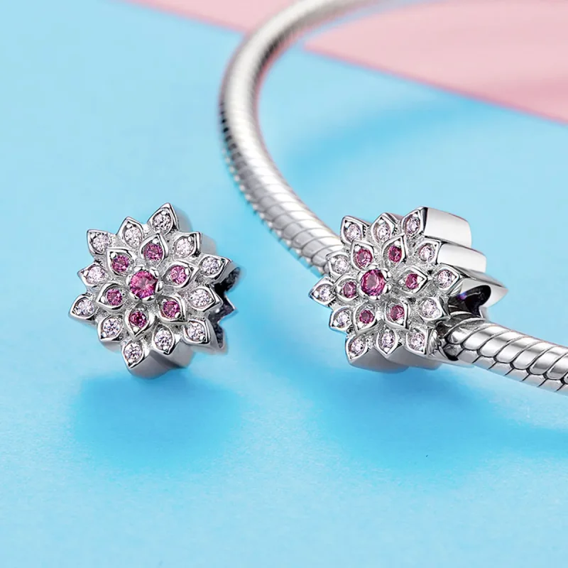 (imagine pentru) Talisman Tip Pandora Lotus roșu din argint - BSC038 - Vizualizare 3
