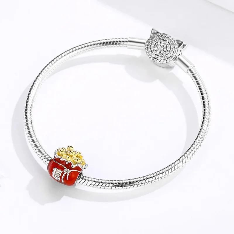 (imagine pentru) Talisman Tip Pandora Lucky Bag în două nuanțe - BSC100 - Vizualizare 3