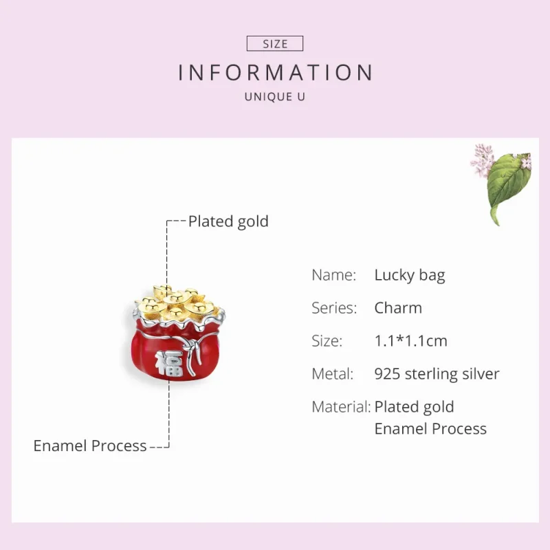 (imagine pentru) Talisman Tip Pandora Lucky Bag în două nuanțe - BSC100 - Vizualizare 7