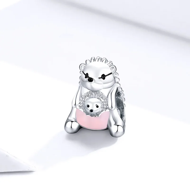(imagine pentru) Talisman Tip Pandora Mama și copilul arici din argint - BSC239 - Vizualizare 2