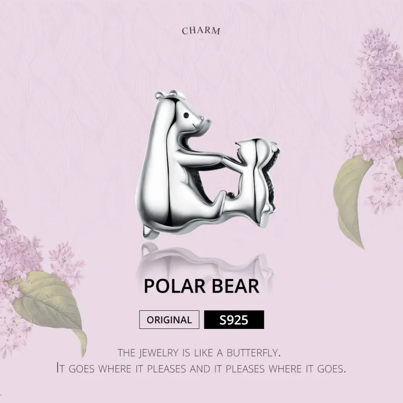 (imagine pentru) Talisman Tip Pandora Mama și copilul ursului polar din argint - SCC1207 - Vizualizare 2