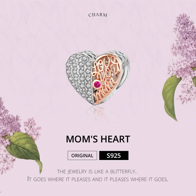 (imagine pentru) Talisman Tip Pandora Mama Inimă în două nuanțe - SCC1173 - Vizualizare 2
