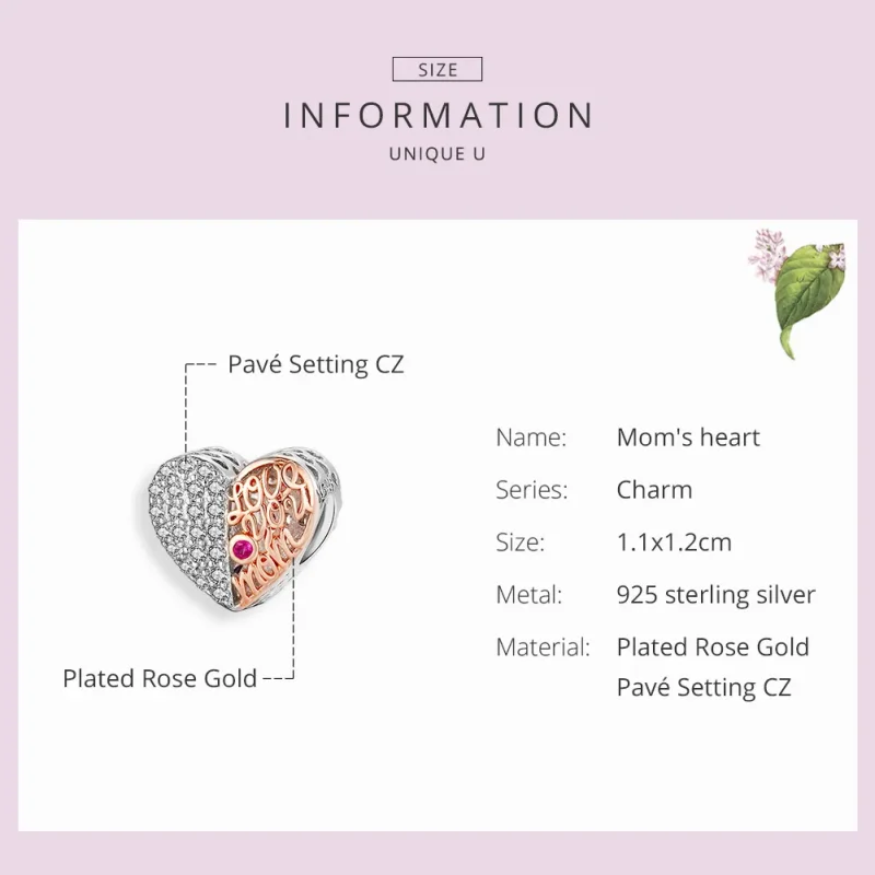 (imagine pentru) Talisman Tip Pandora Mama Inimă în două nuanțe - SCC1173 - Vizualizare 3