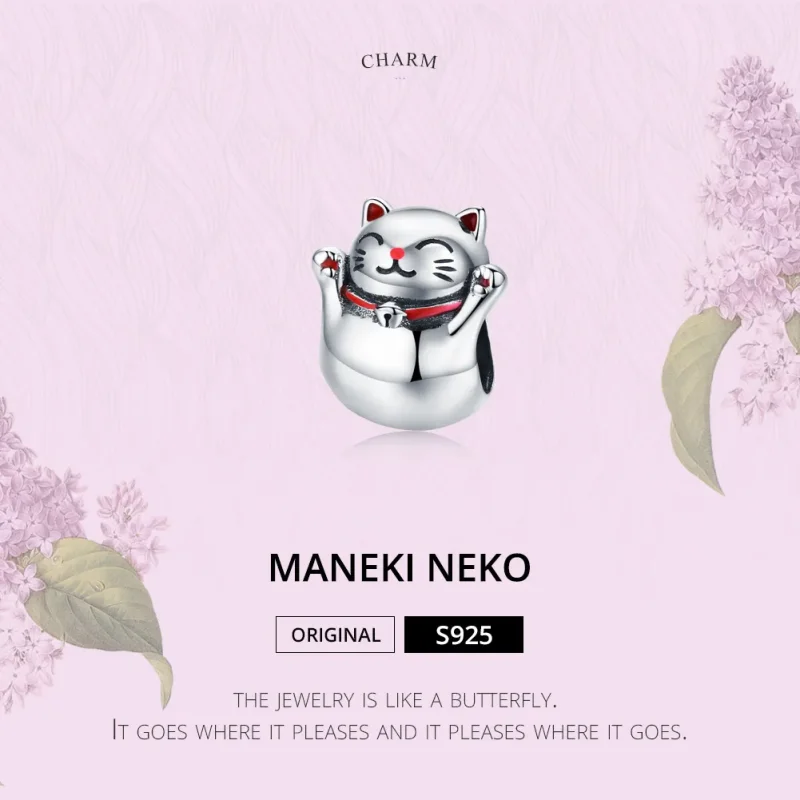 (imagine pentru) Talisman Tip Pandora Maneki Neko din argint - SCC1178 - Vizualizare 2