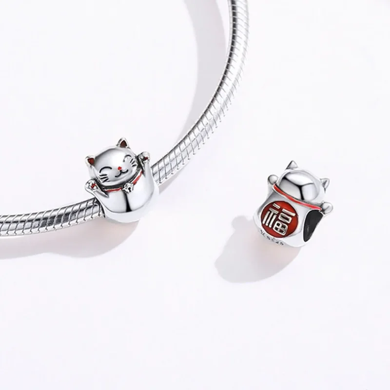 (imagine pentru) Talisman Tip Pandora Maneki Neko din argint - SCC1178 - Vizualizare 4