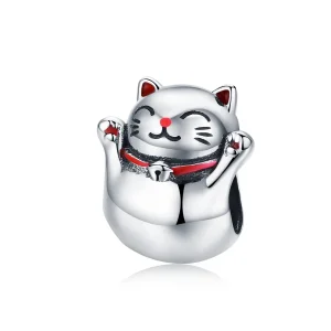 (imagine pentru) Talisman Tip Pandora Maneki Neko din argint - SCC1178