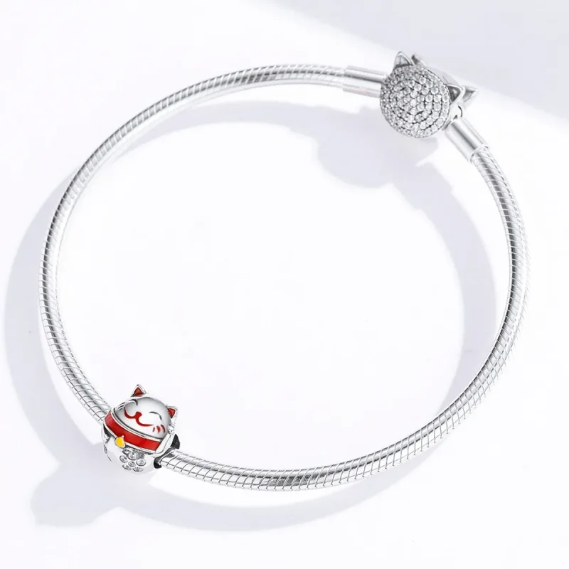 (imagine pentru) Talisman Tip Pandora Maneki Neko din argint - SCC1374 - Vizualizare 3