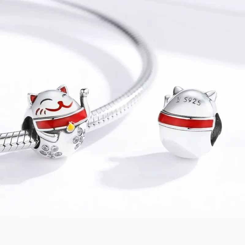 (imagine pentru) Talisman Tip Pandora Maneki Neko din argint - SCC1374 - Vizualizare 4