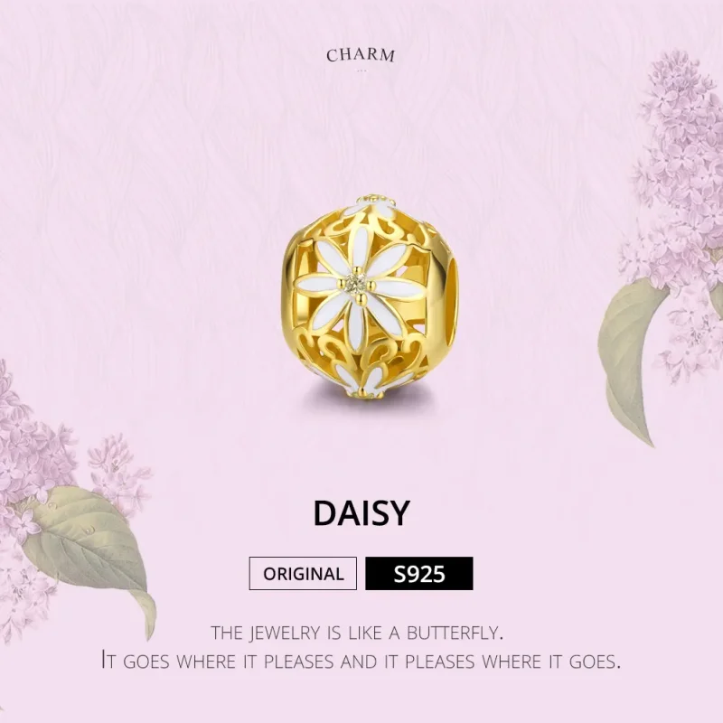 (imagine pentru) Talisman Tip Pandora Margaretă placat cu aur de 14 k - SCC1216 - Vizualizare 2