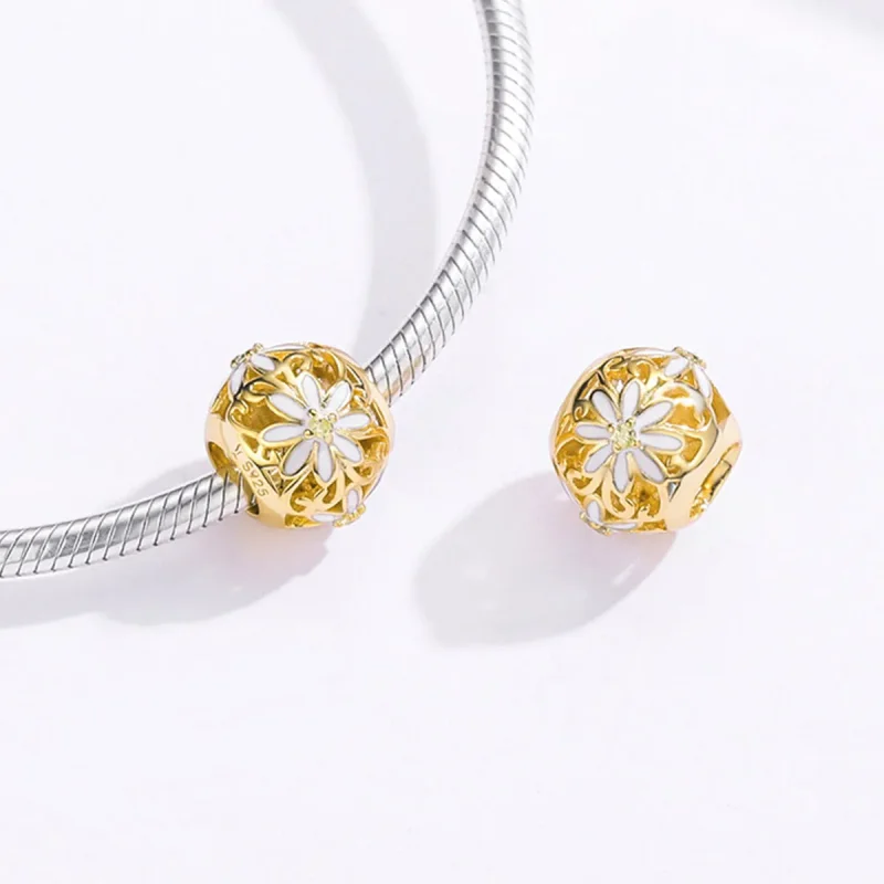 (imagine pentru) Talisman Tip Pandora Margaretă placat cu aur de 14 k - SCC1216 - Vizualizare 4