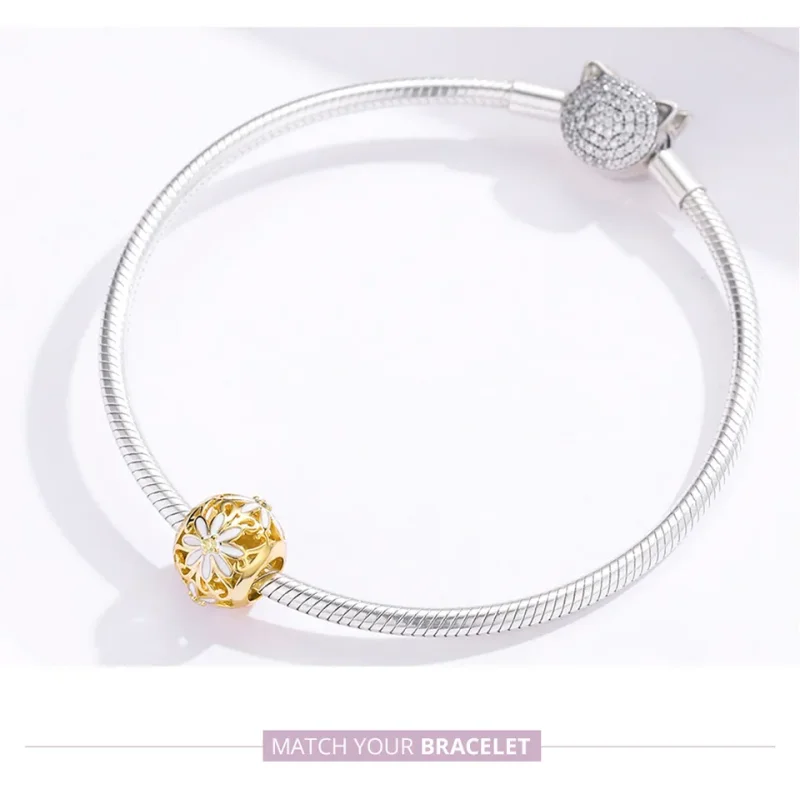 (imagine pentru) Talisman Tip Pandora Margaretă placat cu aur de 14 k - SCC1216 - Vizualizare 6