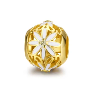 (imagine pentru) Talisman Tip Pandora Margaretă placat cu aur de 14 k - SCC1216
