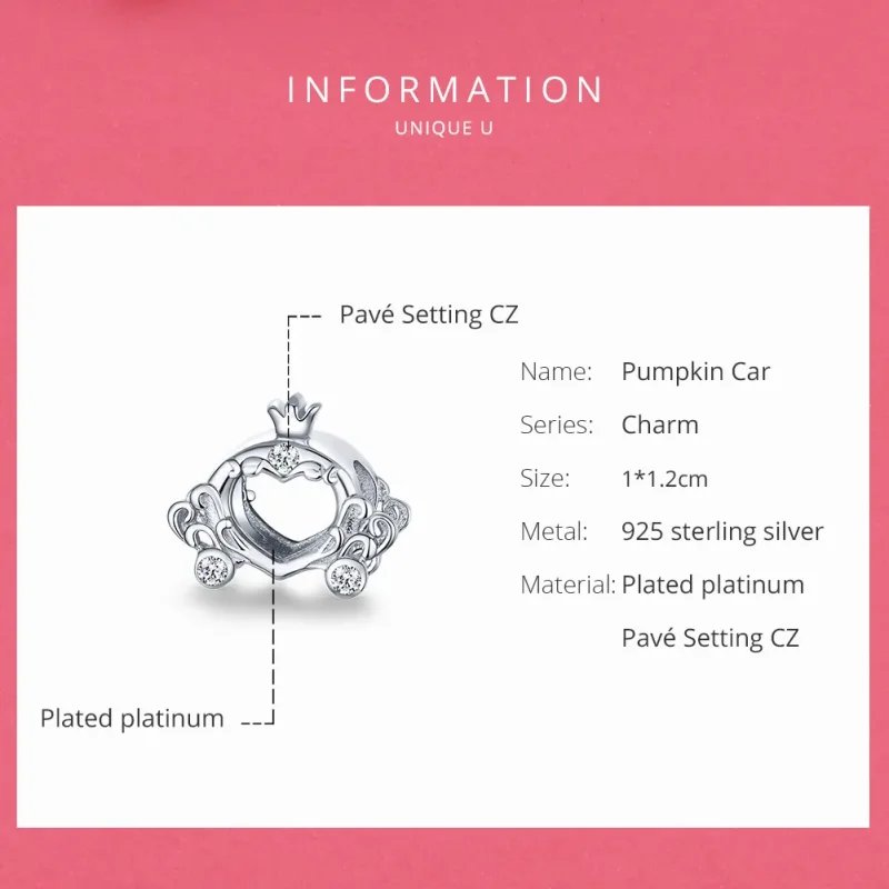 (imagine pentru) Talisman Tip Pandora Masina de dovleac Cenusareasa lui din argint - BSC270 - Vizualizare 6