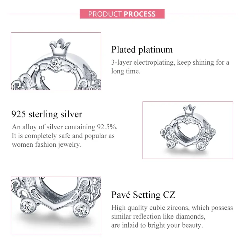 (imagine pentru) Talisman Tip Pandora Masina de dovleac Cenusareasa lui din argint - BSC270 - Vizualizare 7