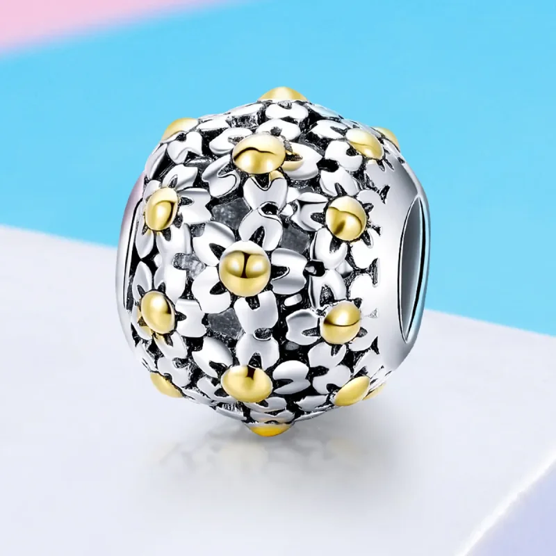 (imagine pentru) Talisman Tip Pandora Îmbrățișarea florilor în două nuanțe - SCC717 - Vizualizare 4