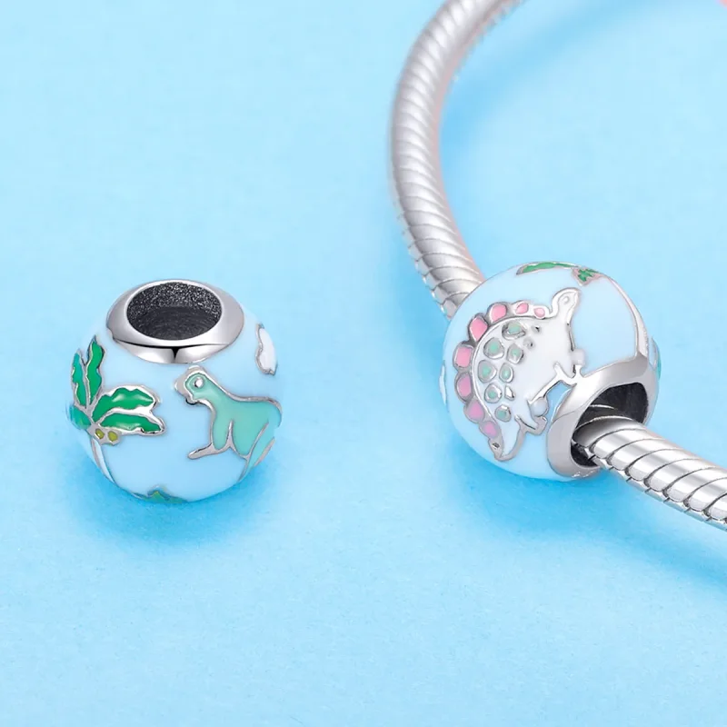 (imagine pentru) Talisman Tip Pandora Mica familie dinozaur din argint - SCC909 - Vizualizare 3