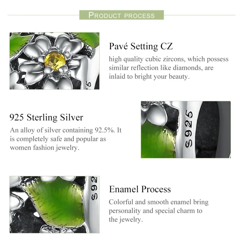 (imagine pentru) Talisman Tip Pandora Micile margarete primăvara și vara din argint - SCC490 - Vizualizare 6