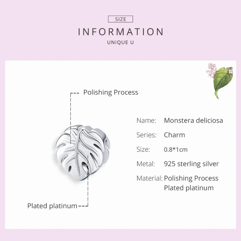 (imagine pentru) Talisman Tip Pandora Monstera din argint - BSC141 - Vizualizare 7