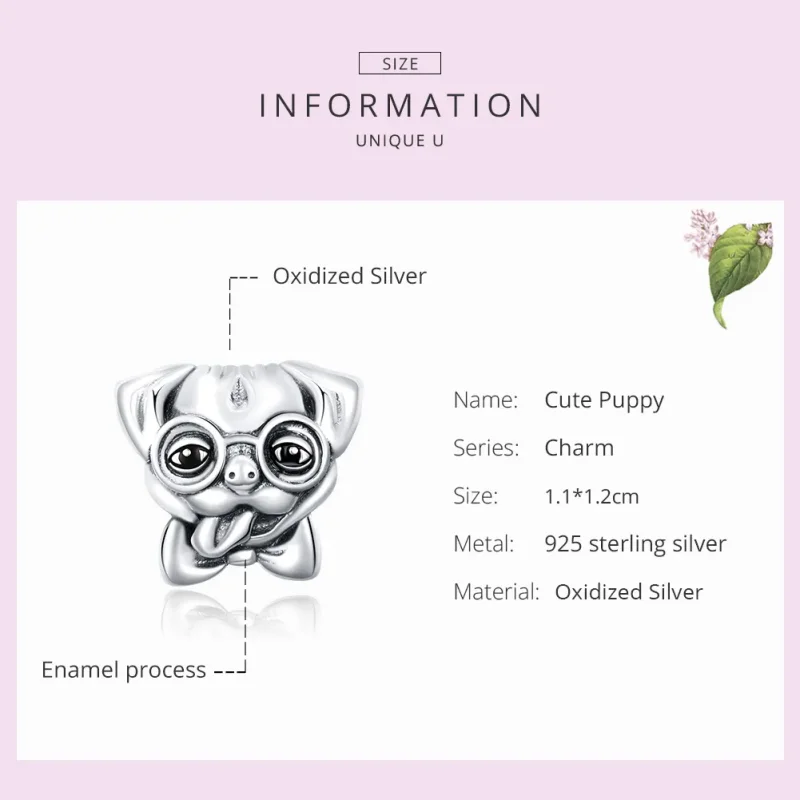 (imagine pentru) Talisman Tip Pandora Mops din argint - SCC1626 - Vizualizare 5