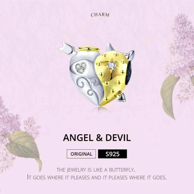 (imagine pentru) Talisman Tip Pandora Înger diavol în două nuanțe - BSC107 - Vizualizare 6